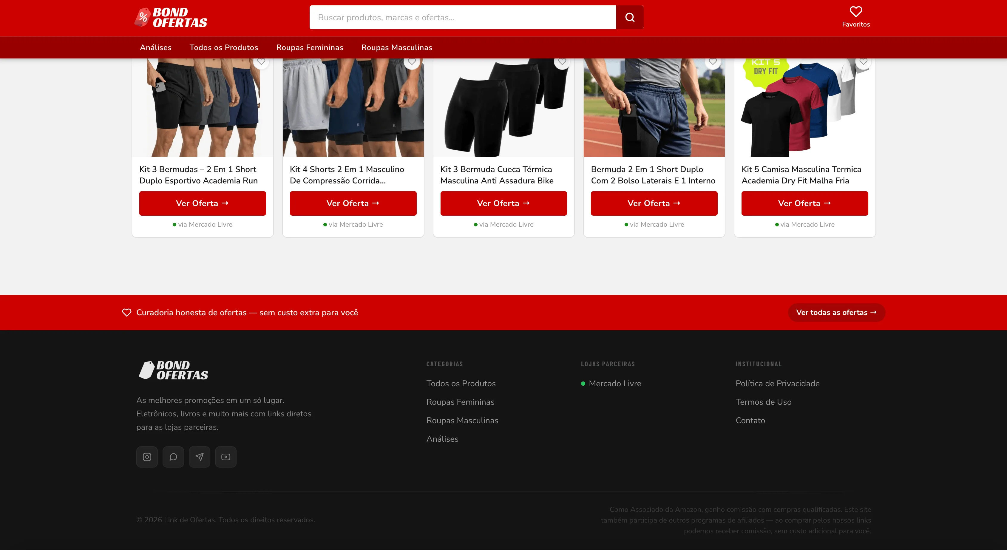 Bond Ofertas — Men's clothing list with offer CTA