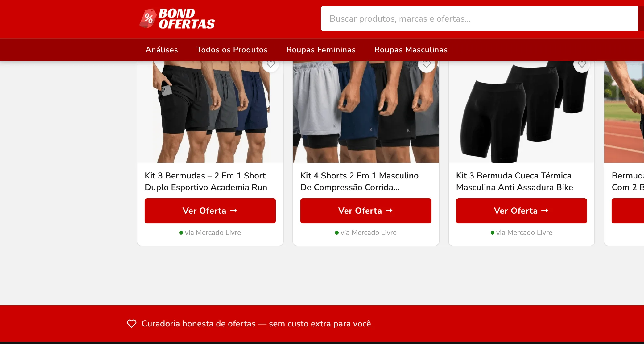 Bond Ofertas — Mobile: product list and footer